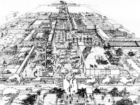 part of a sketch of central Dodoma, Tanzania, by James S. Rossant, Conklin + Rossant