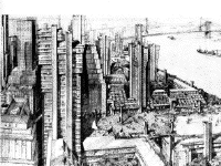 part of a second sketch from the Lower Manhattan Plan by James Rossant, Conklin + Rossant